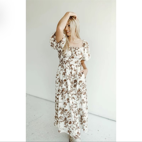 Floral Mocha Dress - Picture 3 of 11